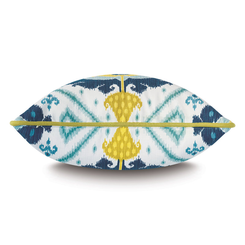 Piperton Square Pillow Cover & Insert, Blue/Yellow/White Damask, 24"H x 24"W