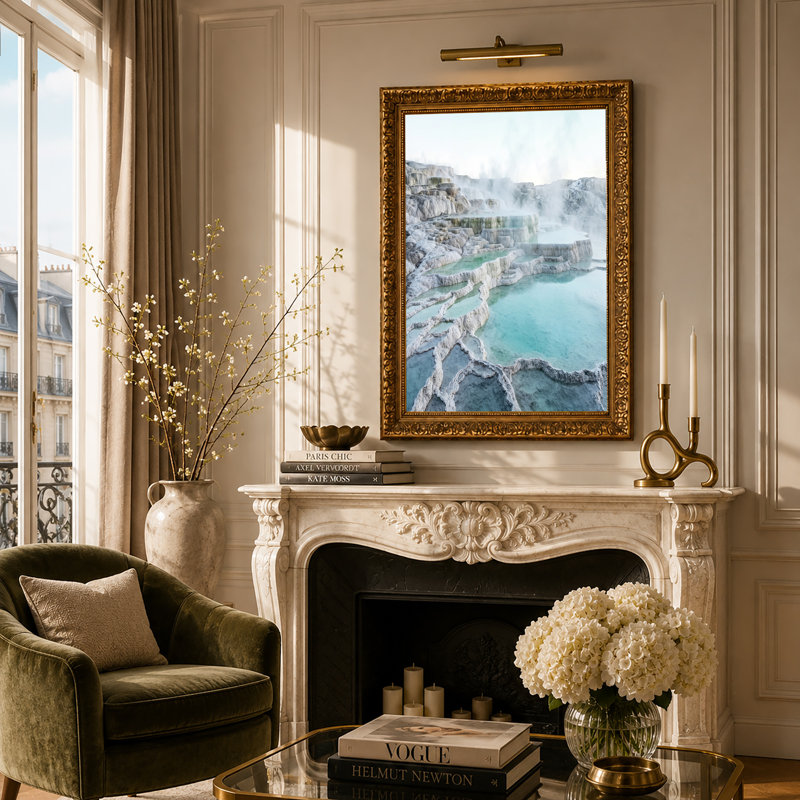 Art mural sur toile, "Steaming White", H 32 po x l 48 po