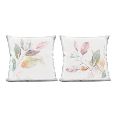 Ensemble de coussins décoratifs à motif de feuilles légères et botaniques 2 pièces par Raymond Powers