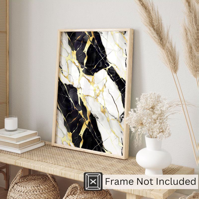 «Abstract Geode Black», reproduction d'art moderne sans cadre, H 30 po x l 20 po