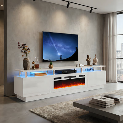 Meuble télé l 80 po avec foyer électrique et lumières DEL Keyle 
