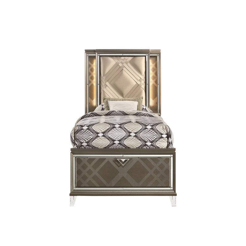 Lit rangement avec lumière DEL Livonia, Simple