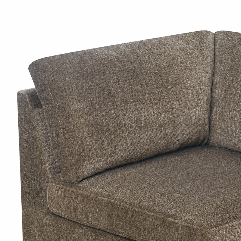 Ensemble modulaire rembourré en tissu avec repose-pieds mobile, Brun clair