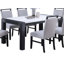 Table de salle à manger moderne 7PCS avec chaises d'appoint et plateau en faux marbre blanc-1595526840