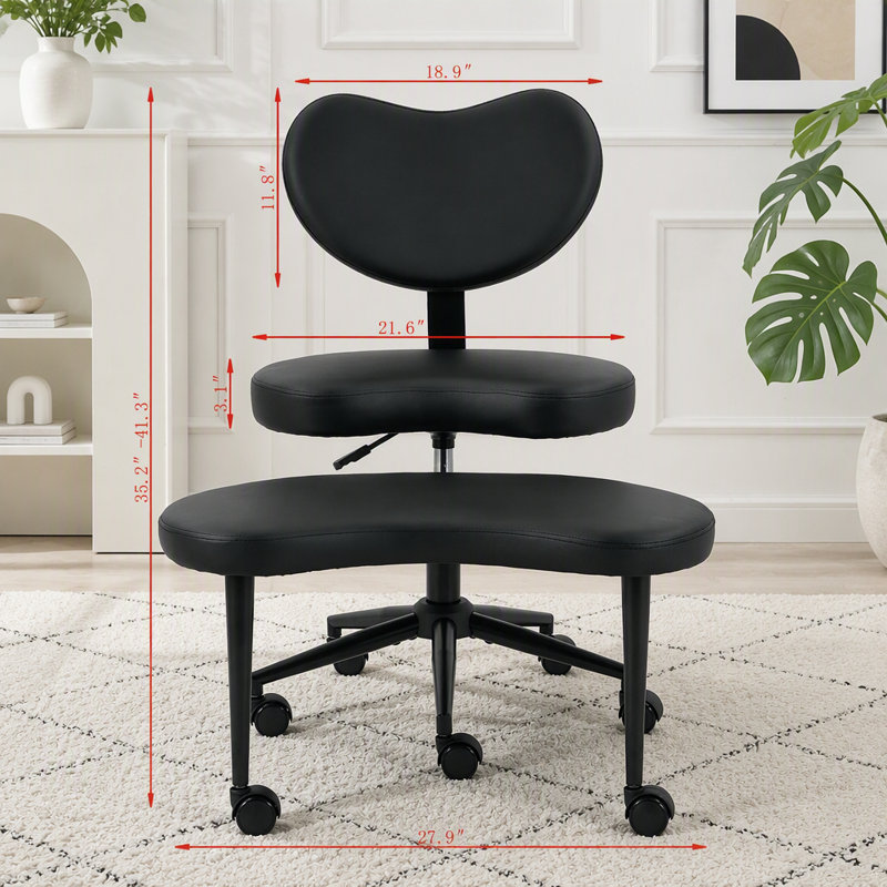 Chaise de méditation à pieds croisés avec repose-pieds pivotant à 360 °, Noir