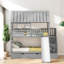 Lit superposé simple peu encombrant avec lit gigogne, structure en bois, design moderne pour la famille