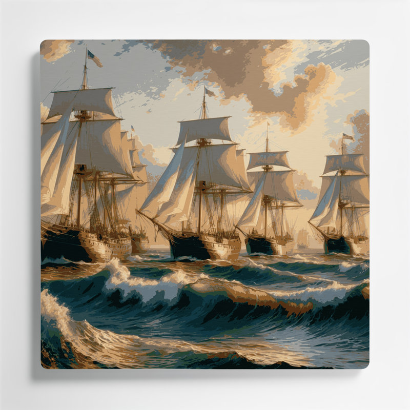 Art mural en métal nautique goélettes marines, 8" H x 8" W