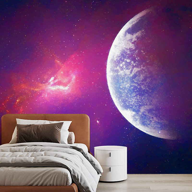 Purple Planet Earth Galaxy Fantasy & Sci-Fi Astronomy & Space, 66" L x 96" W