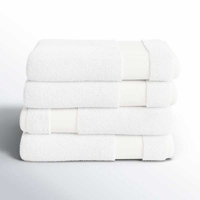 Ensemble de 4 serviettes de bain Wayfair Basics, Blanc