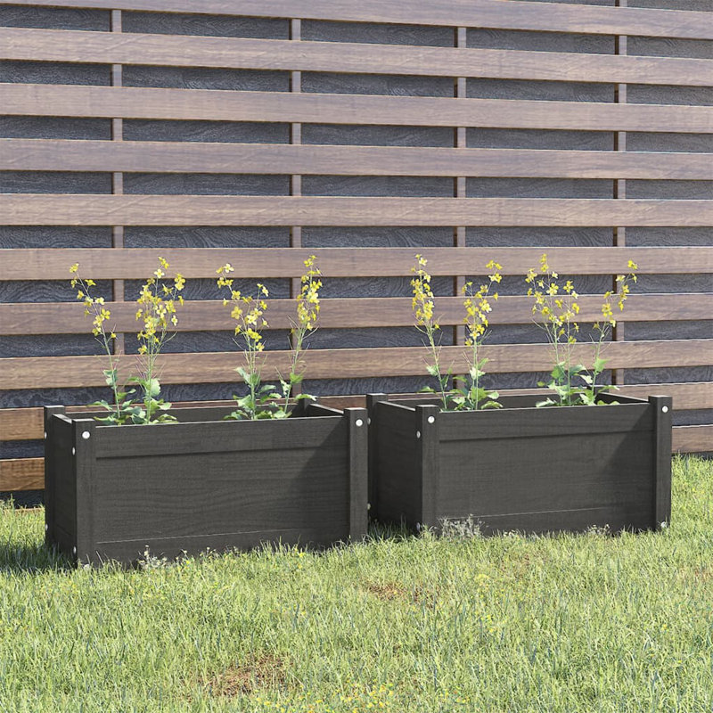 Boîte à fleurs en bois pour l'extérieur, H 12,2 po x l 23,6 po x P 12,2 po, Gris