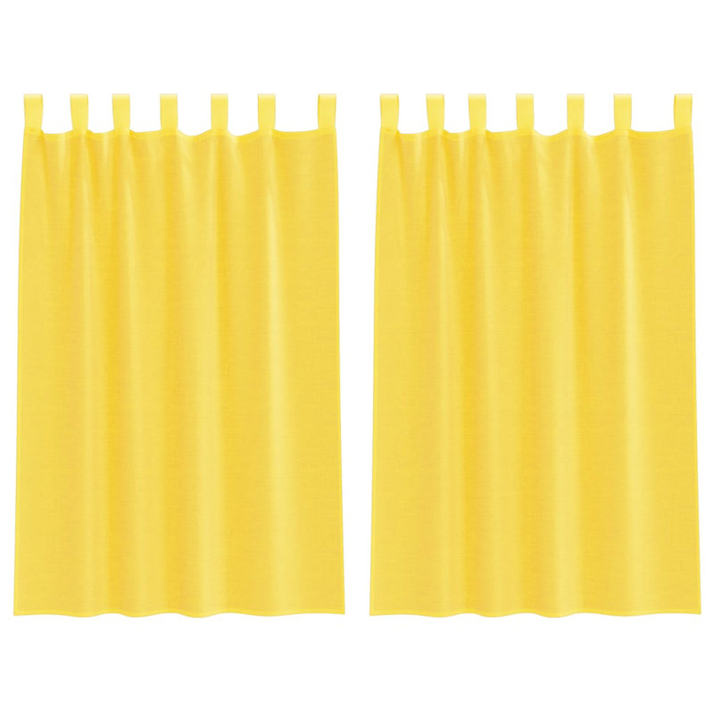 Voile Curtains With Tab Top 2 Pcs, 140cm Width x 175cm Drop, Yellow