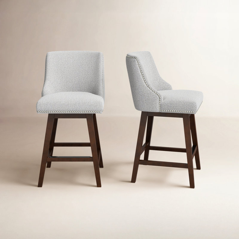 Orbay Swivel Upholstered Counter Stools, Gray Heathered