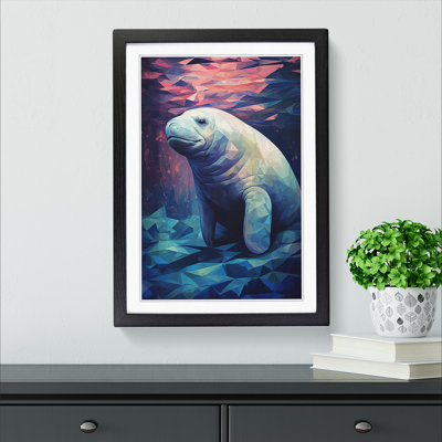 Manatee Geometric Art - Framed Print