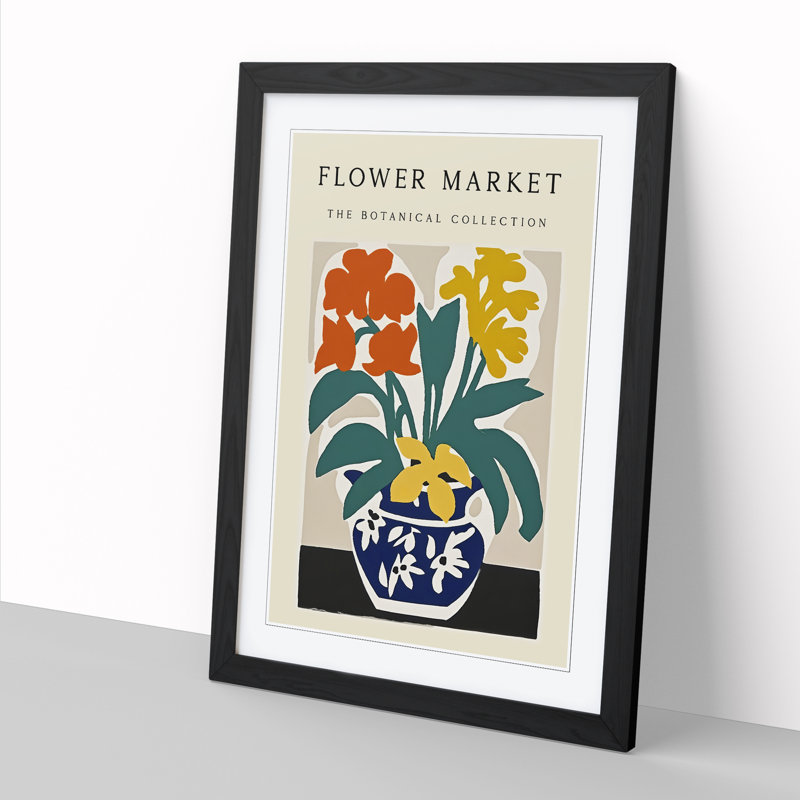 The Botanical Flower Market Exhibition No.9 - Single Picture Frame Print on Wood, 64cm H x 46cm W x 2cm D
