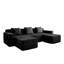 Canapé d'angle modulable 3 places en forme de U, modèle infonuagique sans ossature, avec assise profonde, en velours côtelé noir, sans assemblage, coussins décoratifs moelleux, position allongée relaxante.