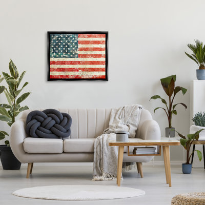 «Rustic American Flag» encadré sur bois par Peter Horjus, impression