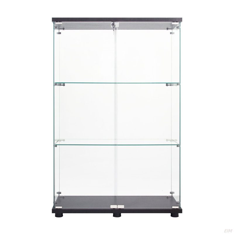 Vitrine à deux portes avec 3 tablettes (armoire), Noir
