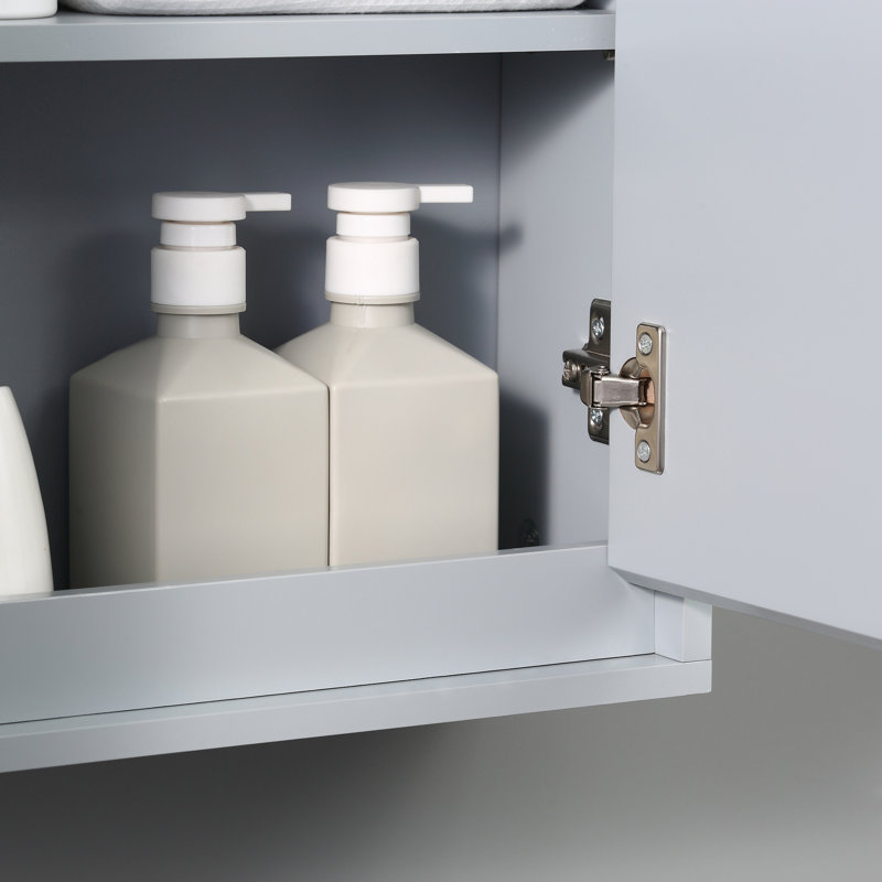 HOMCOM Bathroom Mirror Cabinet, Bathroom Cabinet, Grey
