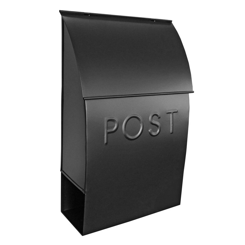 Black Powder Coated Metal Wall Mounted Mailbox with Newspaper Holder