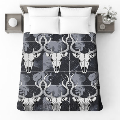 Couvre-lit matelassé à motif de crâne d'antilope toutes tailles