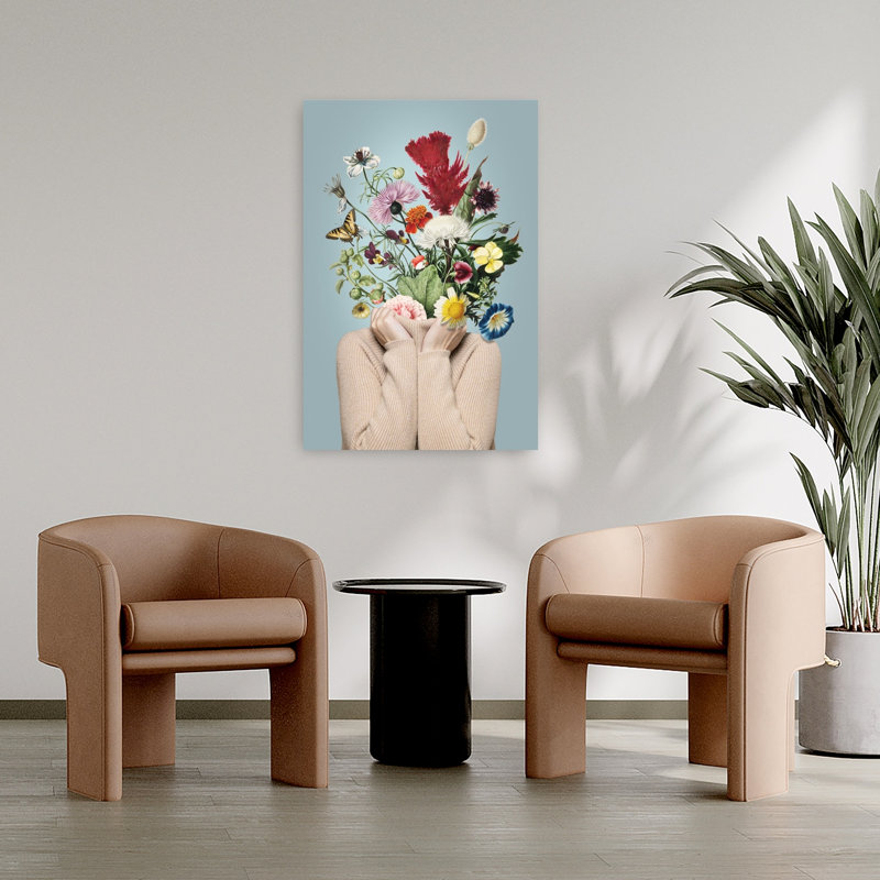 Art floral avec tête florale, H 36 po x l 24 po