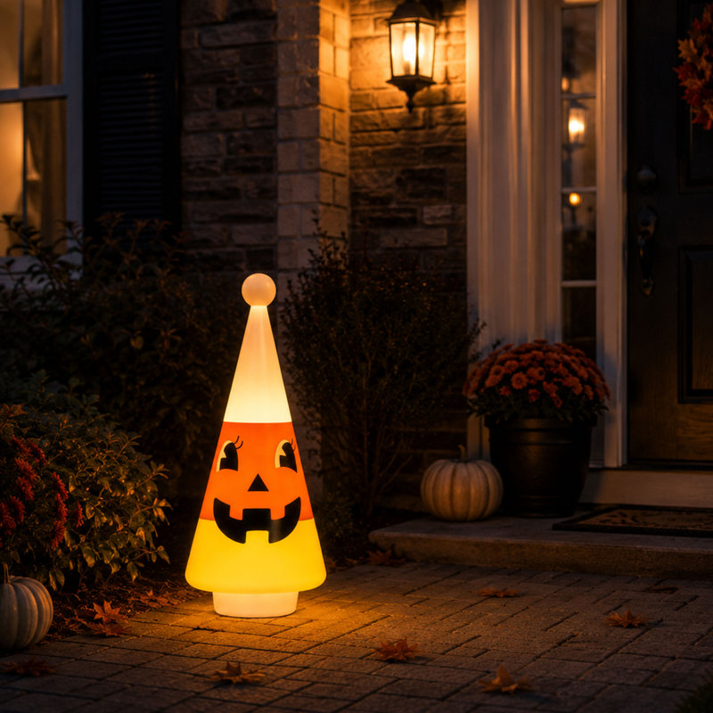 24 in. Blow Mold Candy Corn Cone