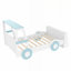 Mignon lit plateforme pour enfants en forme de voiture avec tablettes de rangement, idéal pour les chambres amusantes et organisées-243284328