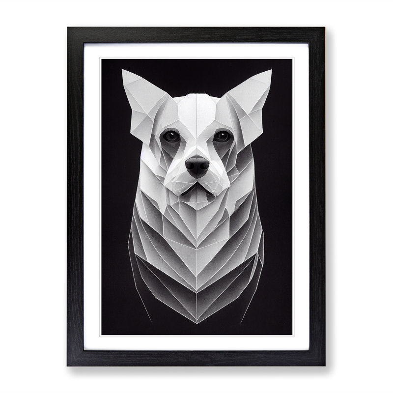 Symmetrical Dog Abstract - Single Picture Frame Print, 64cm H x 46cm W x 2cm D, Black Framed
