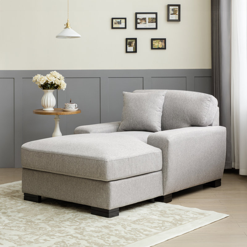 Chaise longue rembourrée Yulinda, 100% Linen Grey