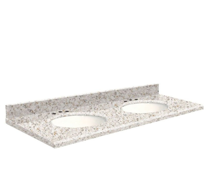 Plateau de salle de bain double 61 po meuble-lavabo, Blanc, Plaisir amande, Monotrou