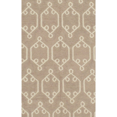 Tapis de zone en laine 5 pi x 8 pi noué la brun à la main one-of-kind Lanette