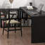 Bureau simple en L en bois massif noir avec bibliothèque intégrée-280893942