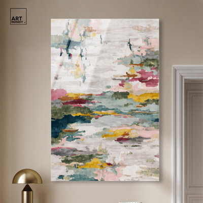 Décoration murale abstraite à imprimé acrylique Colorful Weave II par Art Remedy, prêt à accrocher, 10 x 15