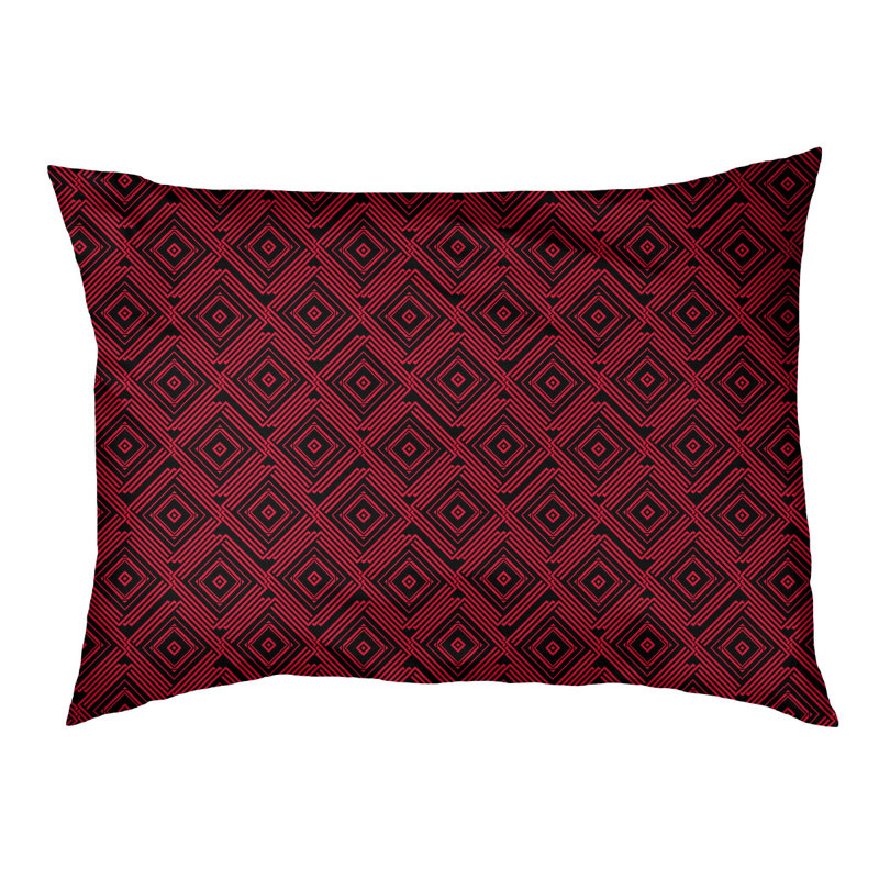 Coussin extérieur à labyrinthe carré Byrge, Très grand (l 52 po x P 42 po x H 17 po), Noir / Rouge