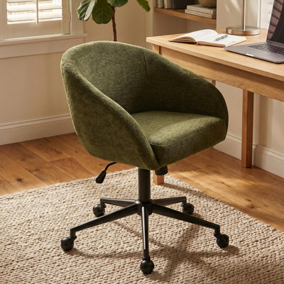 Chaise de bureau moderne Mid-Century avec siège rembourré, chaise de bureau pivotante à hauteur réglable pour bureau à domicile, bureau, chambre à coucher, coiffeuse et coiffeuse