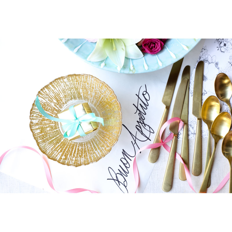 Gold Foil Textured Round Glass Serving Bowl