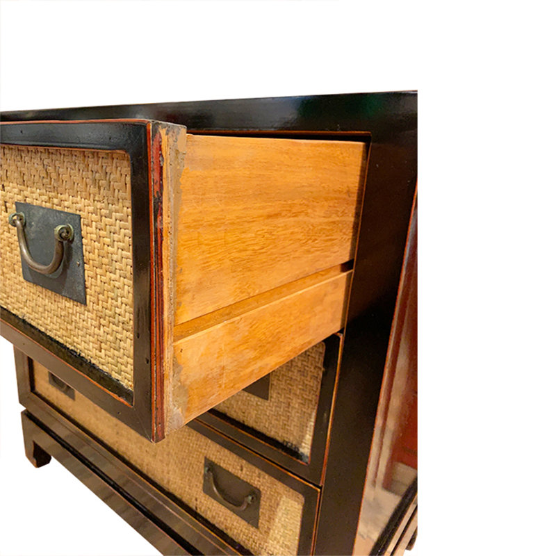 Rattan Inlaid 3 Drawers Dresser