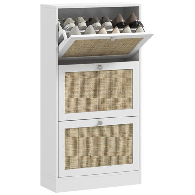 Shoe Storage Cabinet Organizer with 3 Flip Drawers