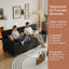 Canapé en velours côtelé à assise profonde de 94 po à 3 places Vero | Éponge et accoudoirs épaissis à rebond élevé, coussins amovibles, structure robuste en composite et bois massif pour le salon, l’appartement et le bureau-2007933148