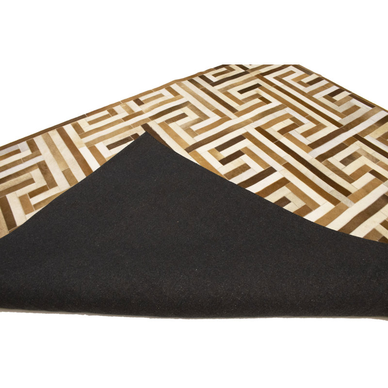 Tapis beige moderne en similicuir 8X10, Rectangle 8 pi x 10 pi