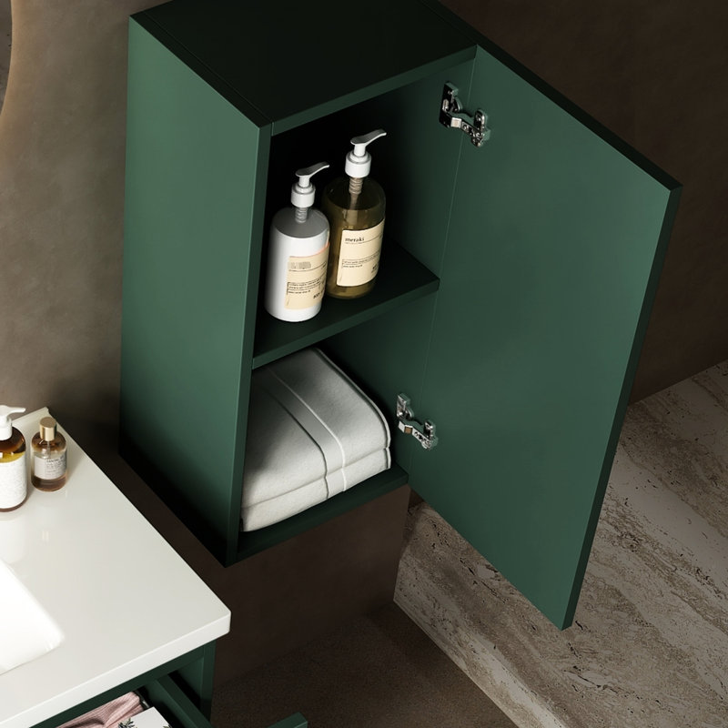 Modern Bathroom Vanity Side Cabinet - Mounted Scandinavian With Shelf In , Door And