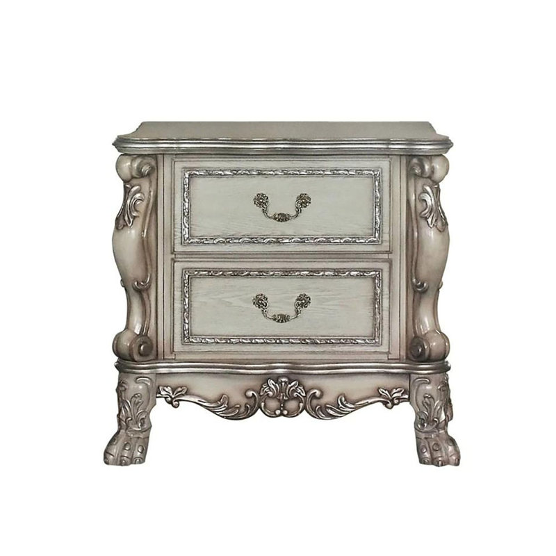 Solid Wood Nightstand With 2 Drawers