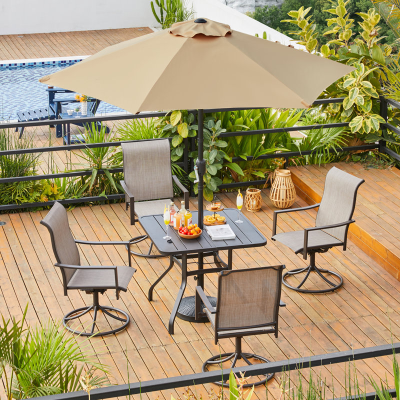 Allport 7.5' Market Patio Umbrella with Tilt and Crank, 90" H x 90" W x 90" D, Tan