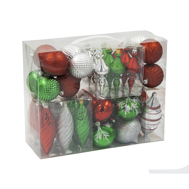 Ensemble de 40 décorations de Noël de forme arctique, Bleu / mauve / vert / rouge