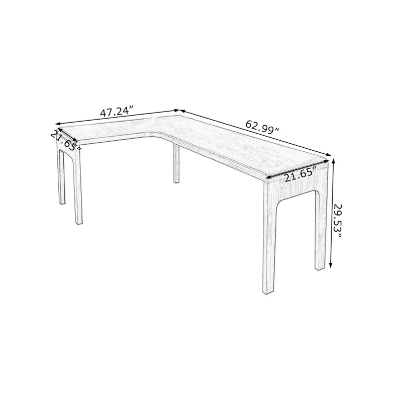 Bureau rectangulaire en bois massif brun clair, H 29,53 po x l 62,99 po x P 47,24 po, Retour à gauche