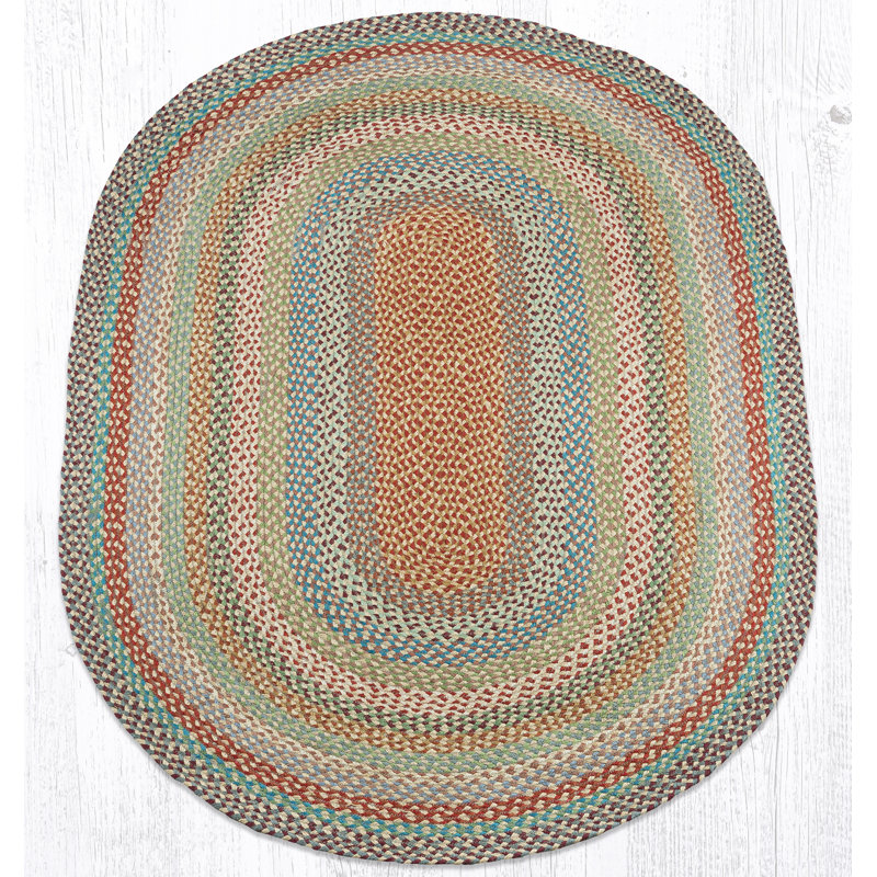 Earth Rugs Oval Accent Rug Multi Color Handwoven Braided Jute Rustic Farmhouse Style, Oval 4' x 6'