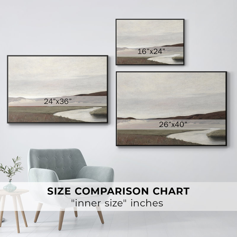 Paysage rétro - MLI, H 27 po x l 41 po x P 2 po, Toile avec cadre flottant noir