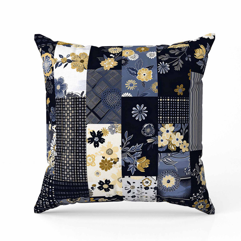 Coussin Twilight Bouquet, Bleu, Carré 16 po