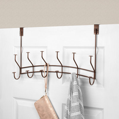 Spectrum Windsor Bronze Over the Door 6 Hook Rack for Coats Towels and Bags