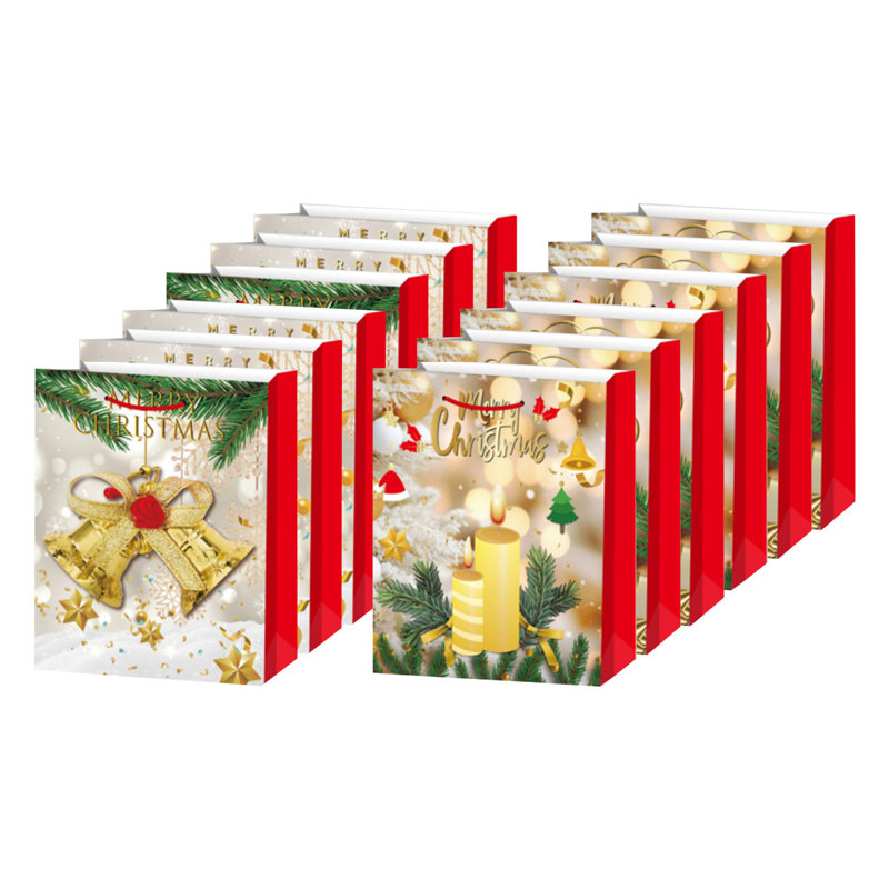 Sacs-cadeaux de Noël (Merry Christmas) (assorti) (moyen) - ensemble de 12